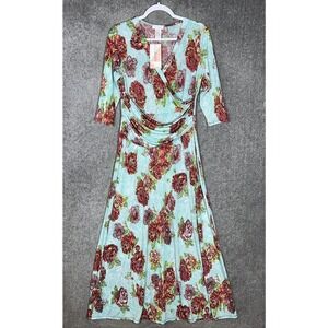 Honey & Lace Floral Crossover Fit & Flare Maxi Dress Womens‎ Size Large USA New